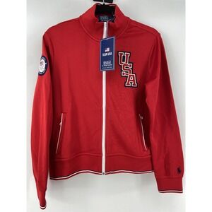 United States Olympic Team Jacket Womens Medium Polo Ralph Lauren Red Track Zip